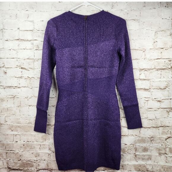 Retrofete Sonja Rib Knit Dress in Metallic Purple Size XL NWT Long Sleeve - Picture 6 of 13